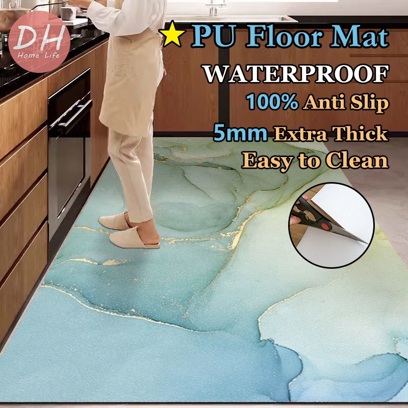 [DH]Pvc Waterproof Kitchen Carpet Colorful Marble Design Pu Floor Mat ...