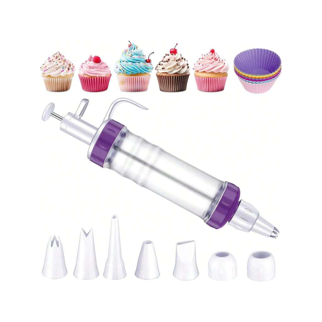 Dessert Decorating Syringe Set - Icing Piping Kit with 5 Nozzles ...