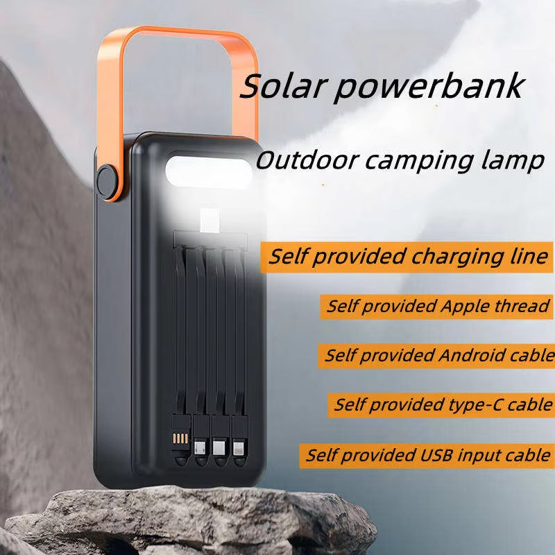 Solar power bank built-in cable detail