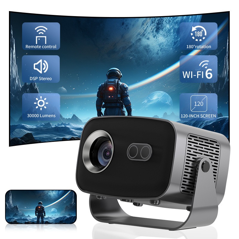 360° Rotating Projector 4K Projector Android 11 Dual WIFI BT5.0 ...