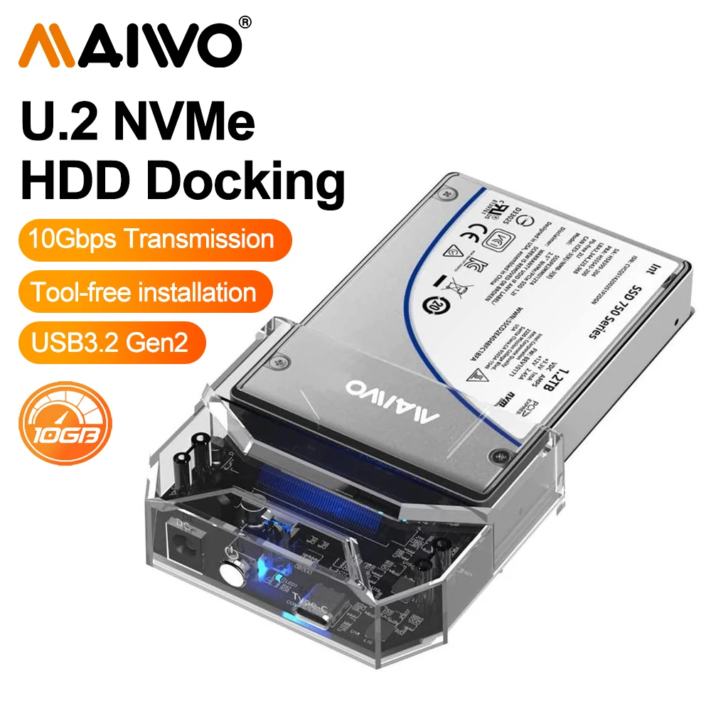 MAIWO U.2 NVMe SSD Enclosure 2.5-inch U.2 Interface NVMe SSD Hard Drive ...