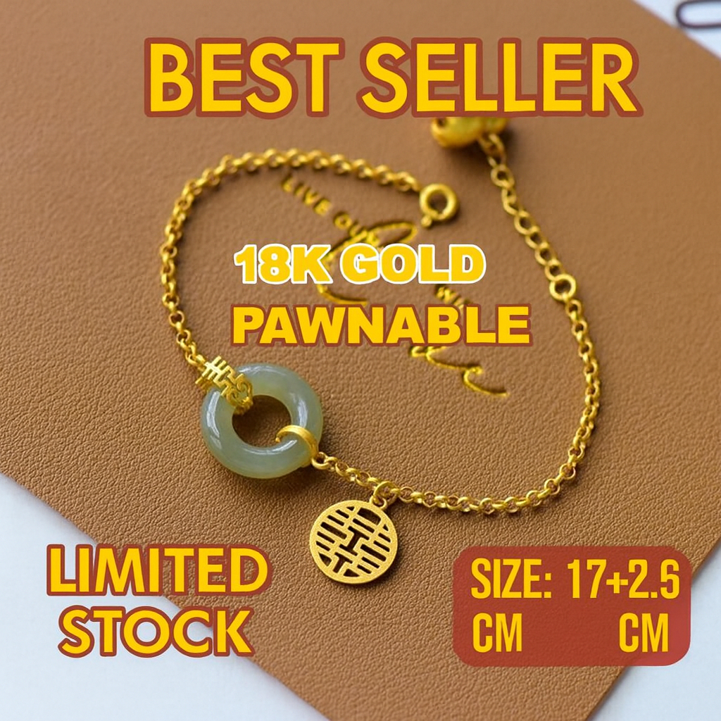 916 Gold Jade Bracelet Women | Pawnable Hotan Jade Peace Chain