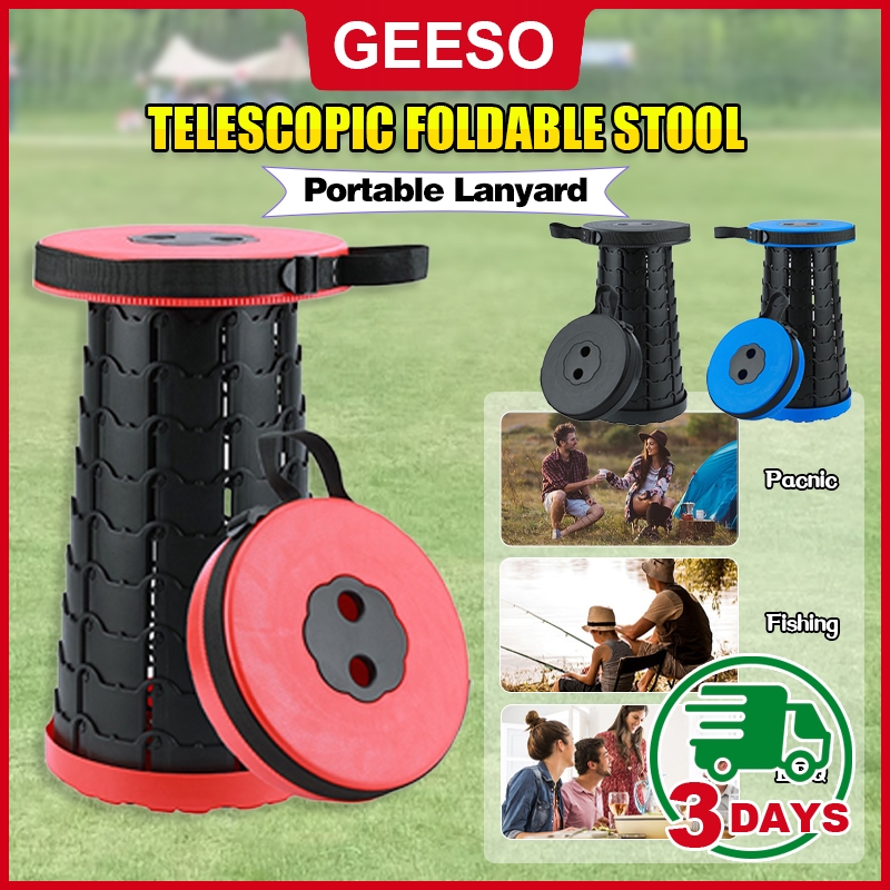 GEESO Telescopic Stool Portable Foldable Extendable Camping Travel ...