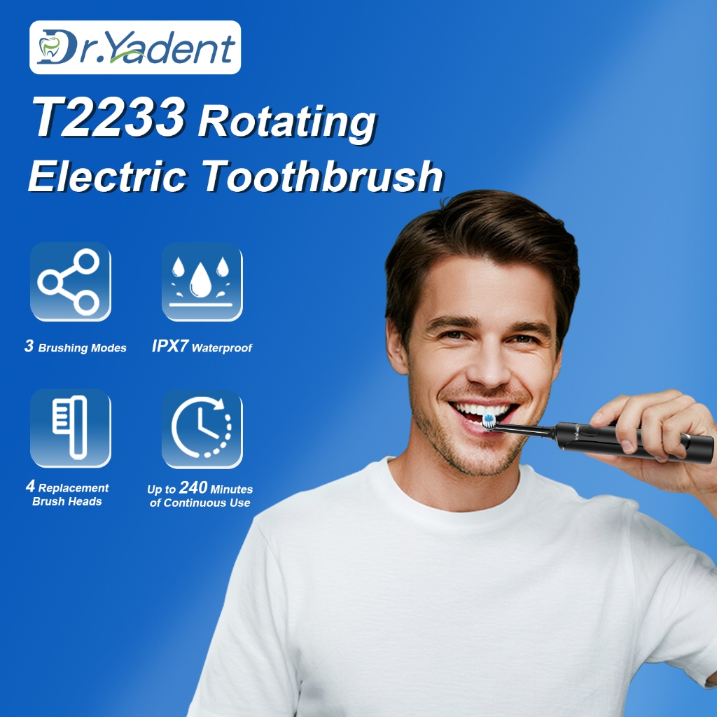 Dr.Yadent YD2233 Rotating Electric Toothbrush for Adults 4 Brush Heads ...