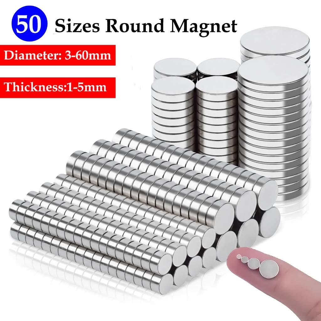 Small Rare Earth Magnets, 50 Sizes - Diameter 3mm-60mm, Thickness 1mm ...