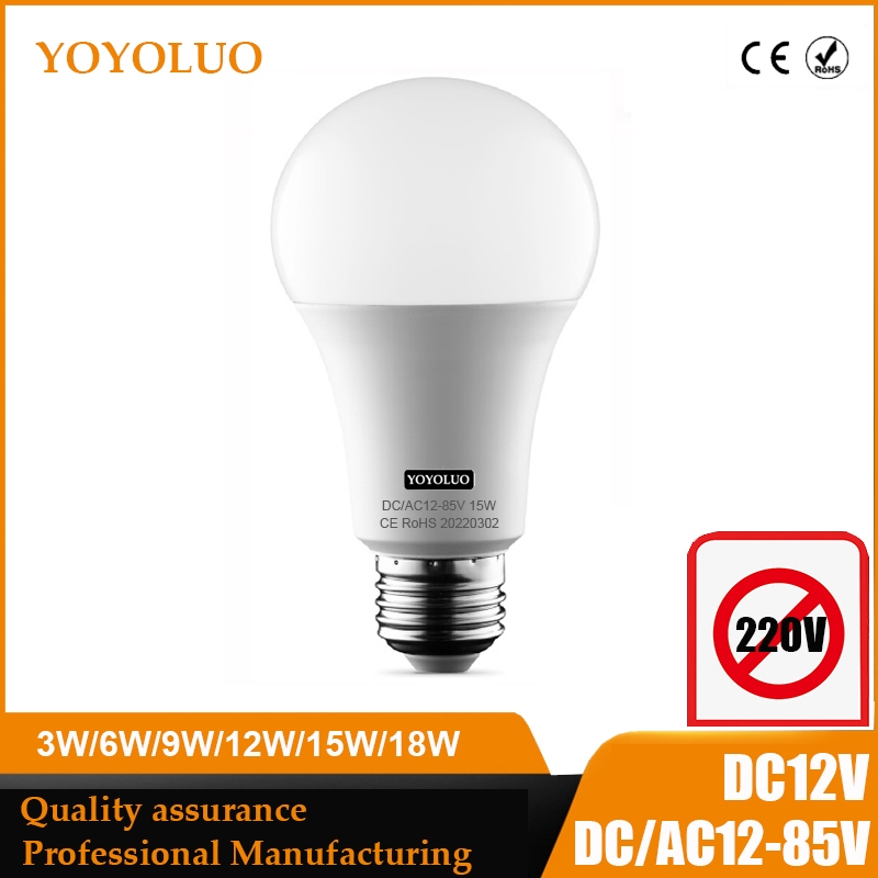 NEW LED Bulb Lamp AC/DC 12V 24V 36V 48V E27 3w 6w 9w 12w 15w Energy ...