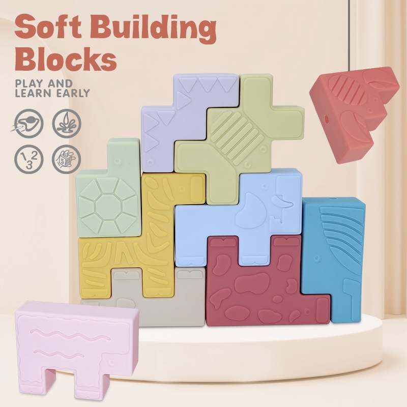 Baby Toys - Stacking Blocks Sensory Toys for Babies, Soft Blocks for ...