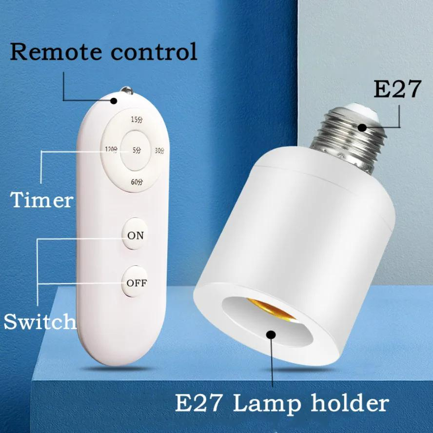 E27 Smart Light Bulb Socket Wireless Remote Control Switch LED Lamp ...