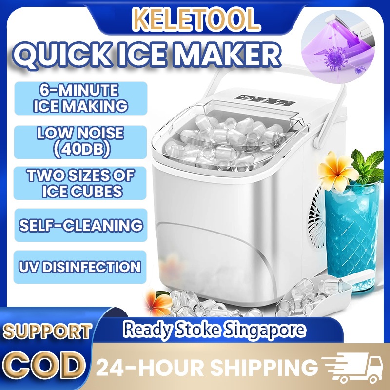 6-minute rapid ice making Machine Self Cleaning Home Portable Ice maker ...