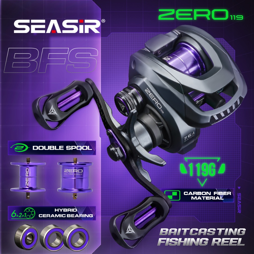 Seasir ZERO119 119g Carbon Fiber BFS Baitcasting Fishing Reel ...