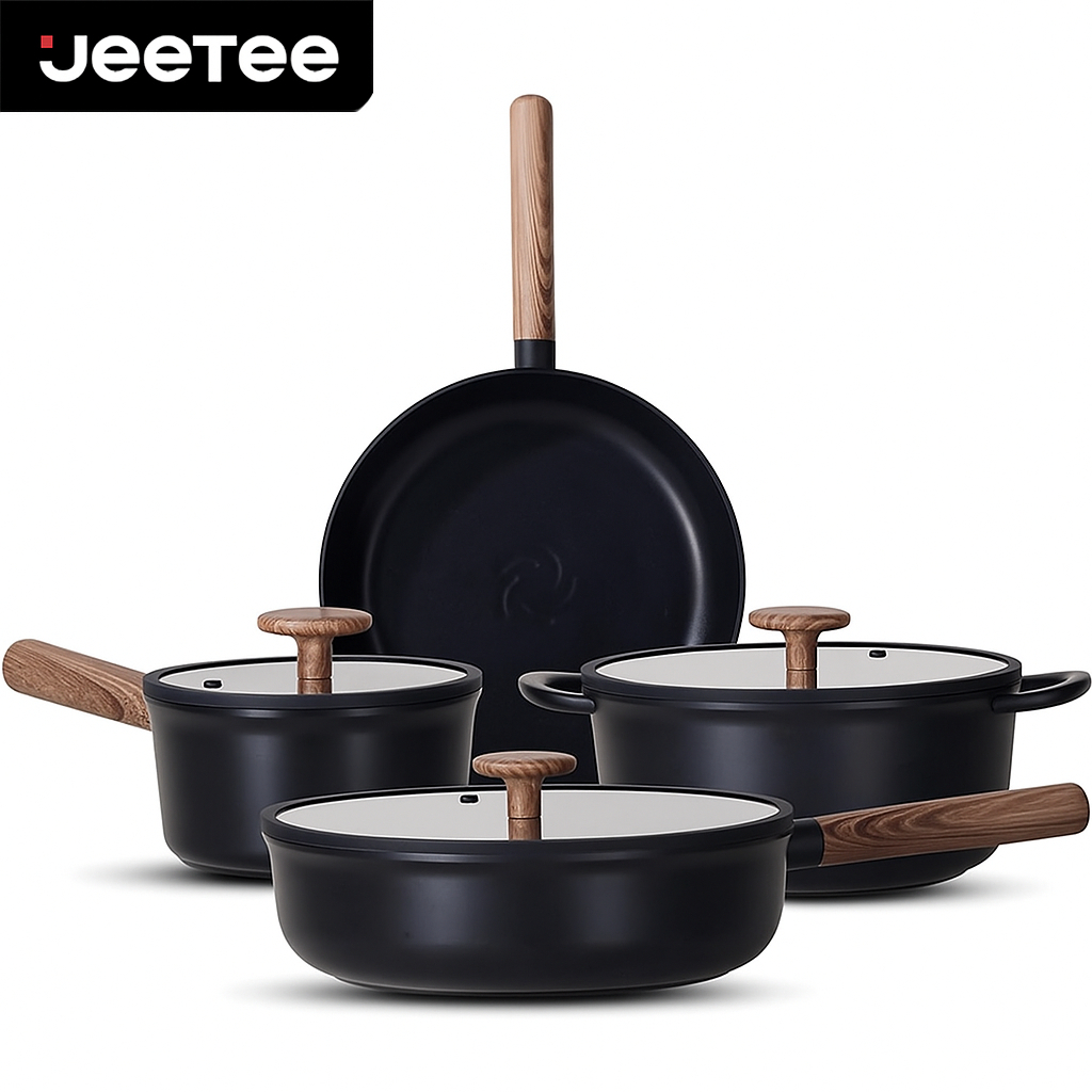【New Arrival】JEETEE Blackshield Non Stick 4pcs Cookware Set Induction ...
