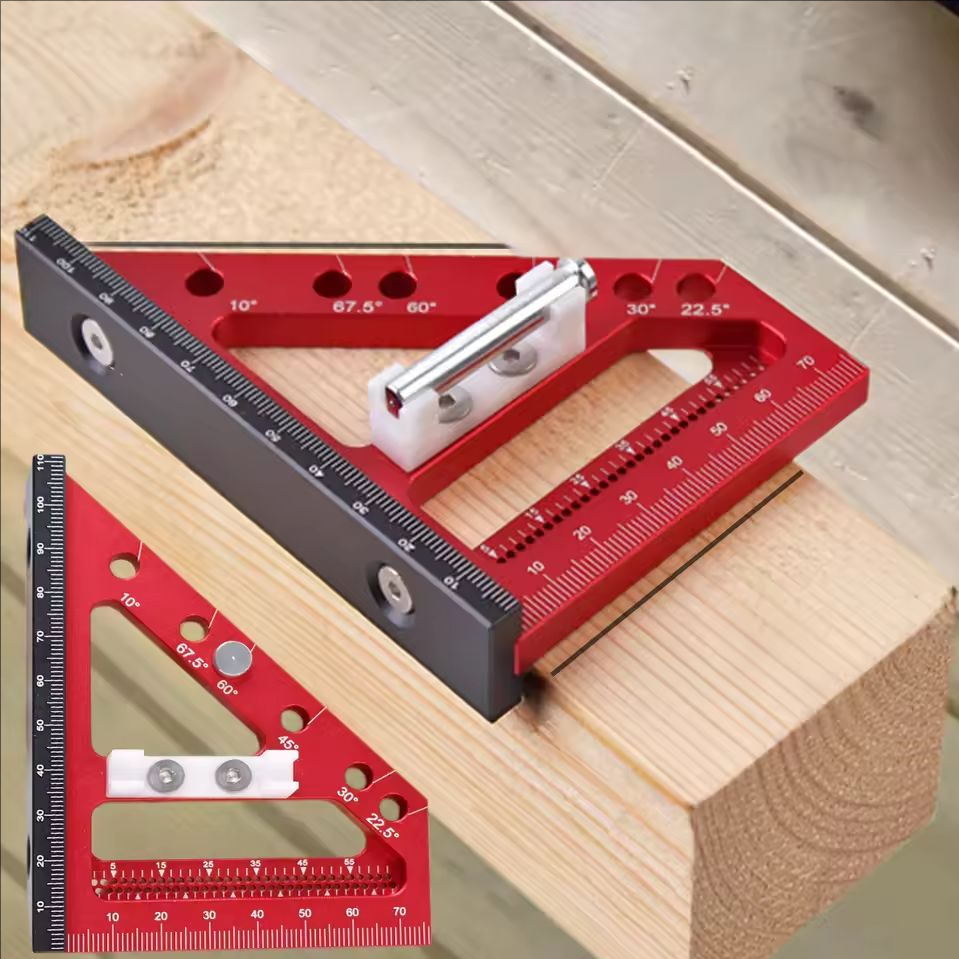 1Pc 3D Multi Angle Measuring Ruler 22.5-90 Degree Aluminium Carpentry ...