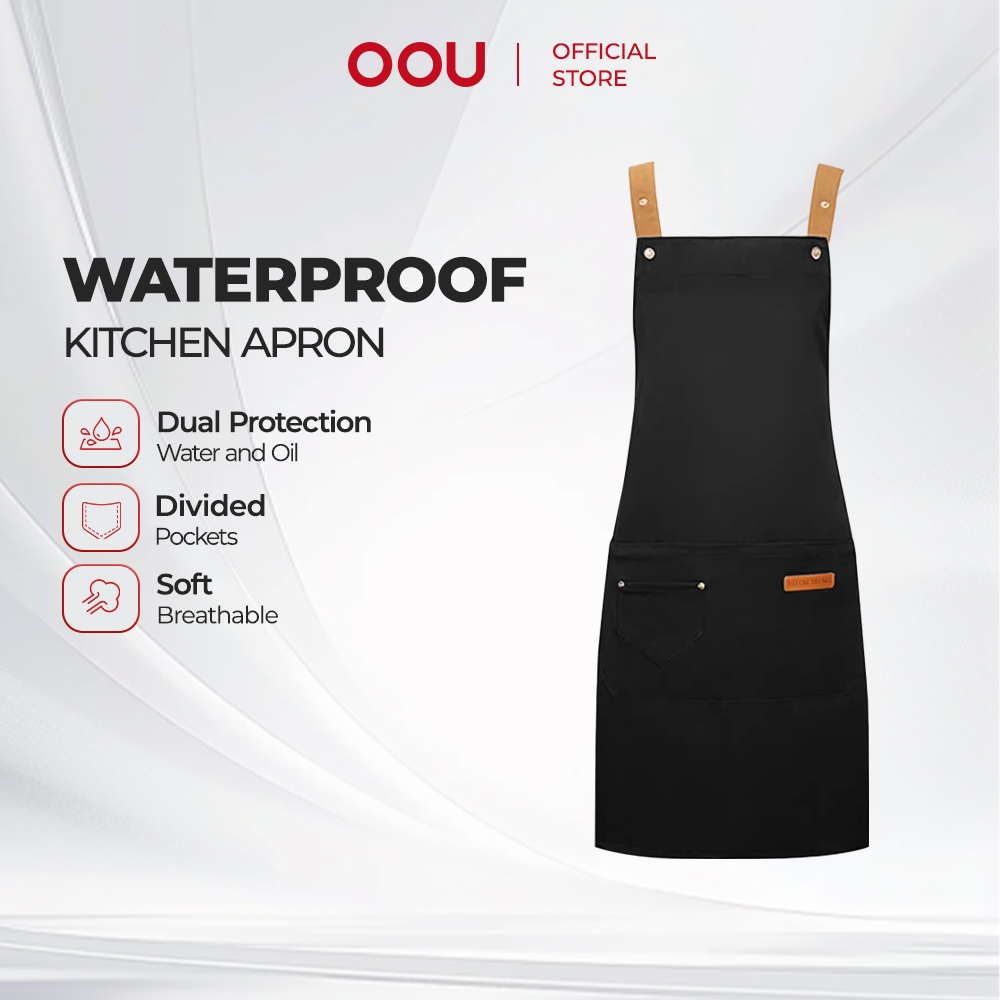 OOU Waterproof Kitchen Apron Cooking & Baking Apron for Home ...