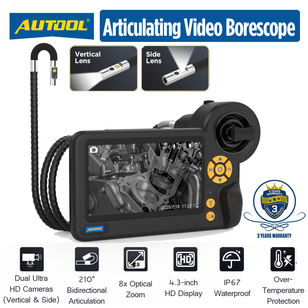 AUTOOL SVB403 Endoscope Camera HD Display IP67 Waterproof 210 ...