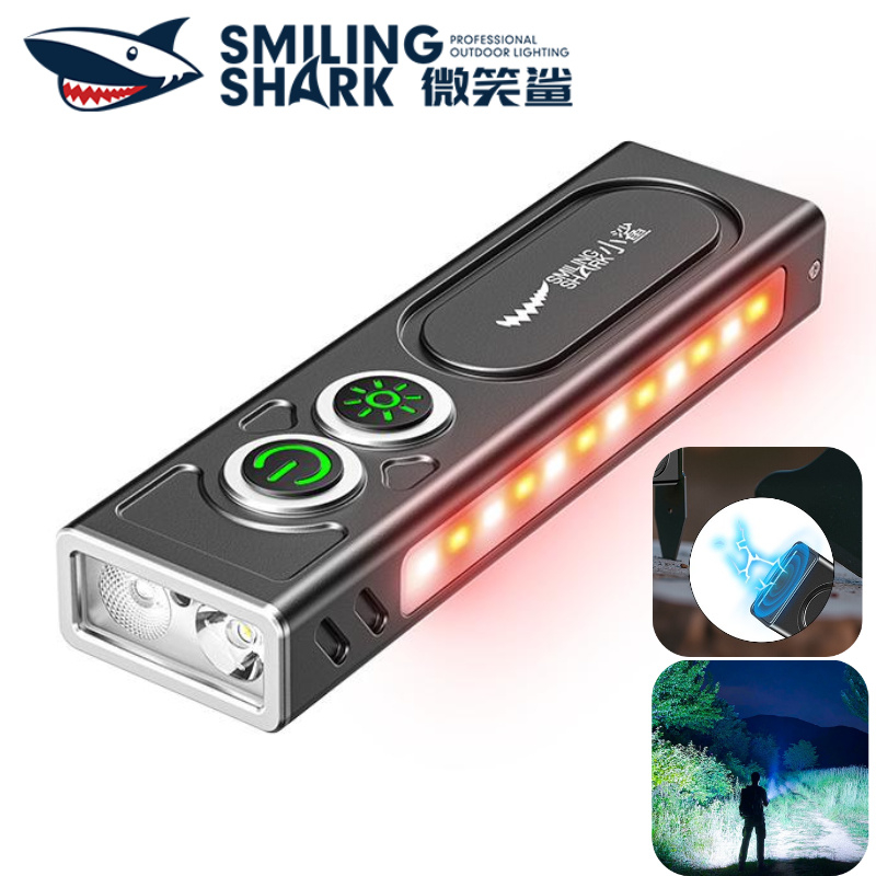 Lampe Torche Smiling Shark G1 – Rechargeable USB-C – 3 Modes Avec Lumière Latérale – Compacte étanche IPX7