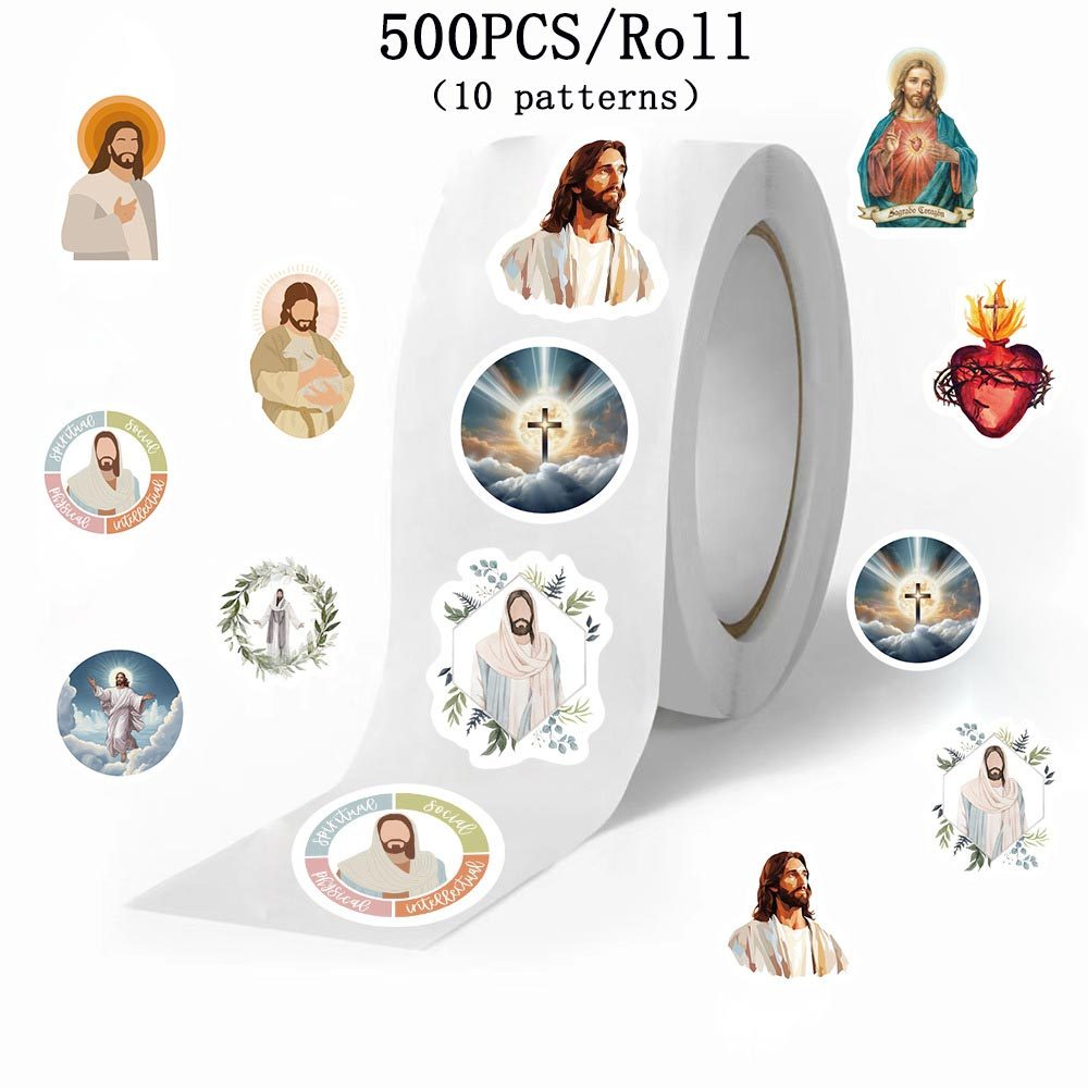 500PCS/Roll Jesus Christian Stickers Bible Verse Inspirational ...