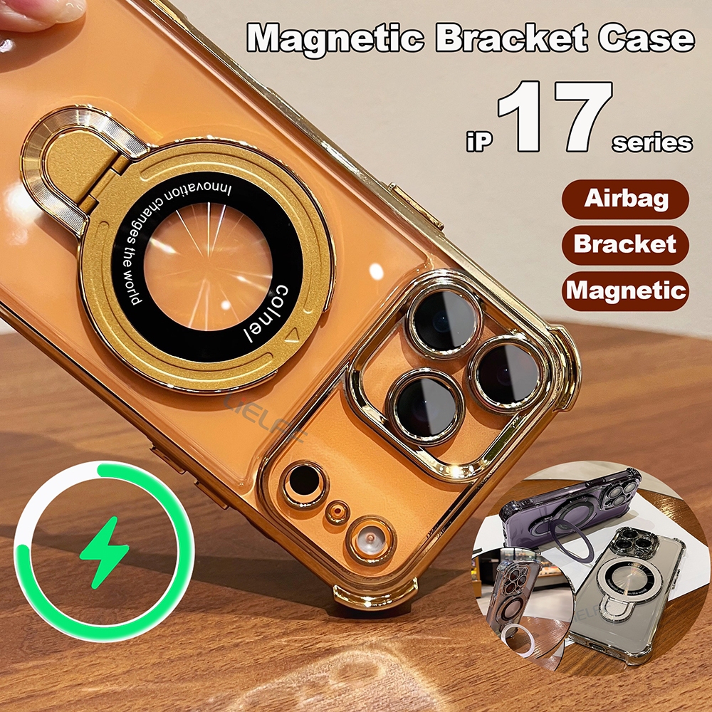 Magnetic Bracket Case For iPhone 17 16 15 pro max Air 14 13 12 ...