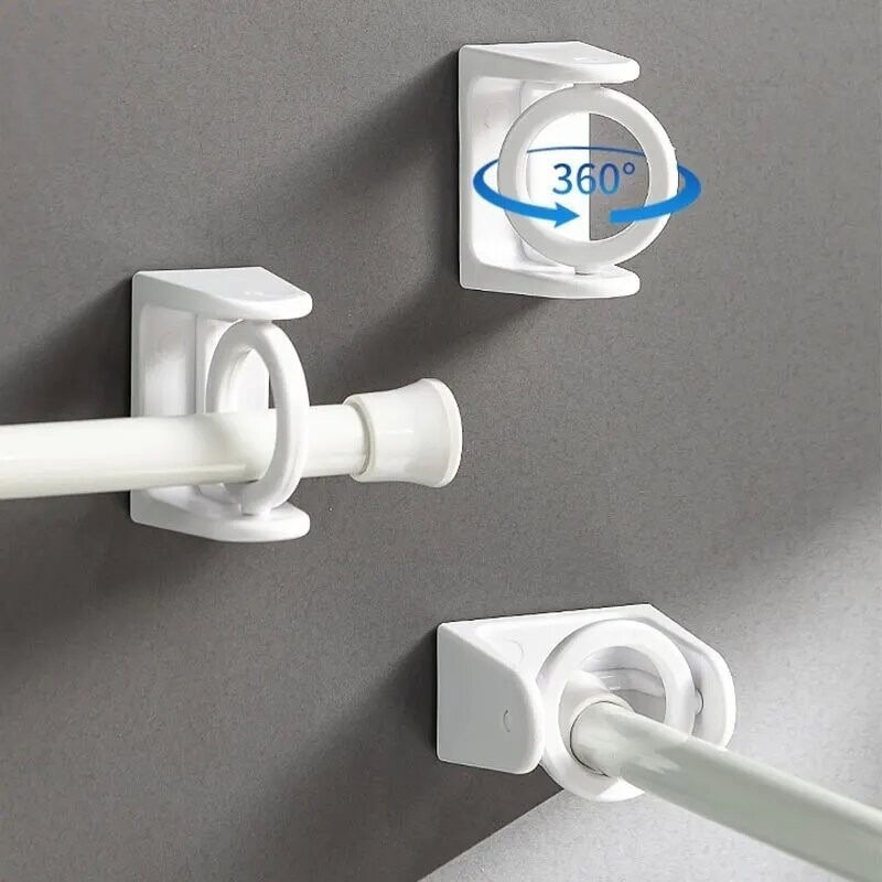 6Pcs Punch-Free Self-Adhesive Curtain Rod Holder Clamp Hooks Adjustable ...