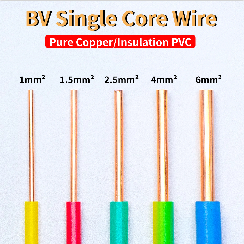 BV Solid Copper Wire Insulation PVC Electric Cable 1 1.5 2.5 4 6mm² ...