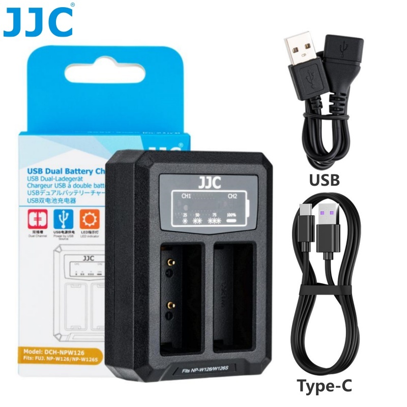 JJC Camera Battery Charger for Fuji NP-W126S NP-W126 for Fujifilm