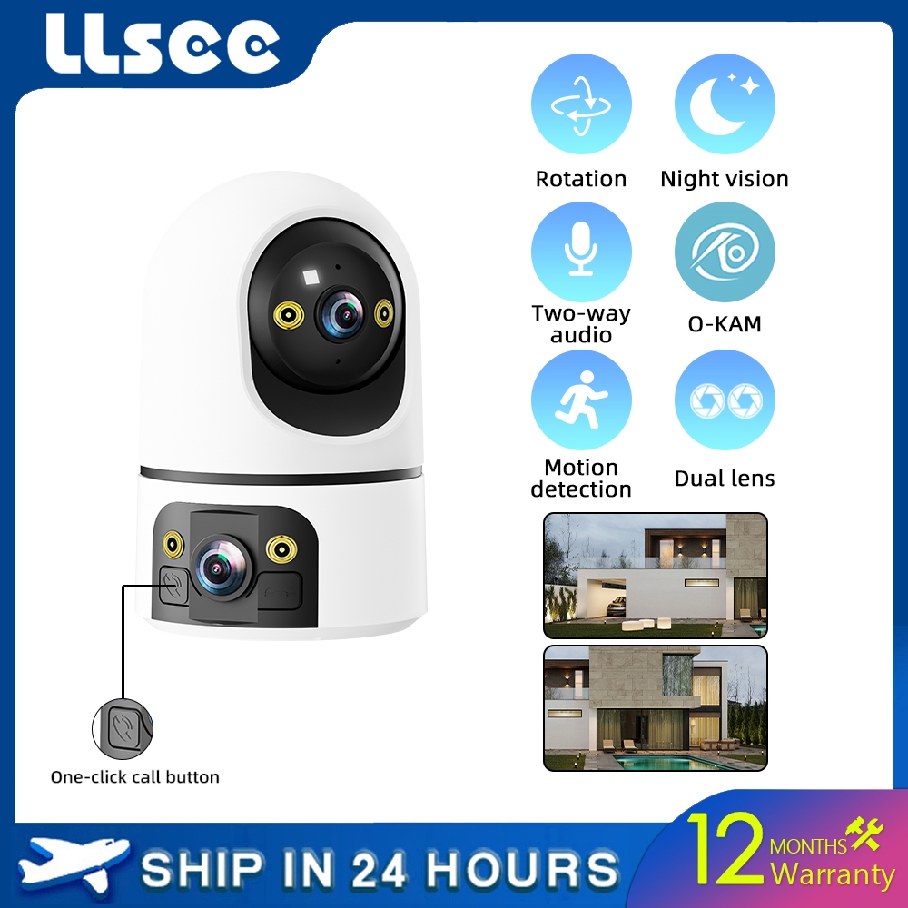 LLSEE 5MP dual lens HD one click call indoor small CCTV color night ...