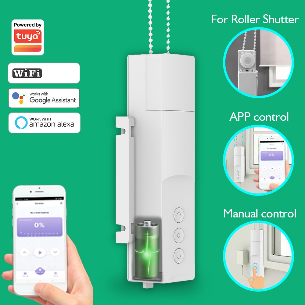 Tuya WiFi Battery Blind Motor Automatic Electric Roller Shutter Shadows ...