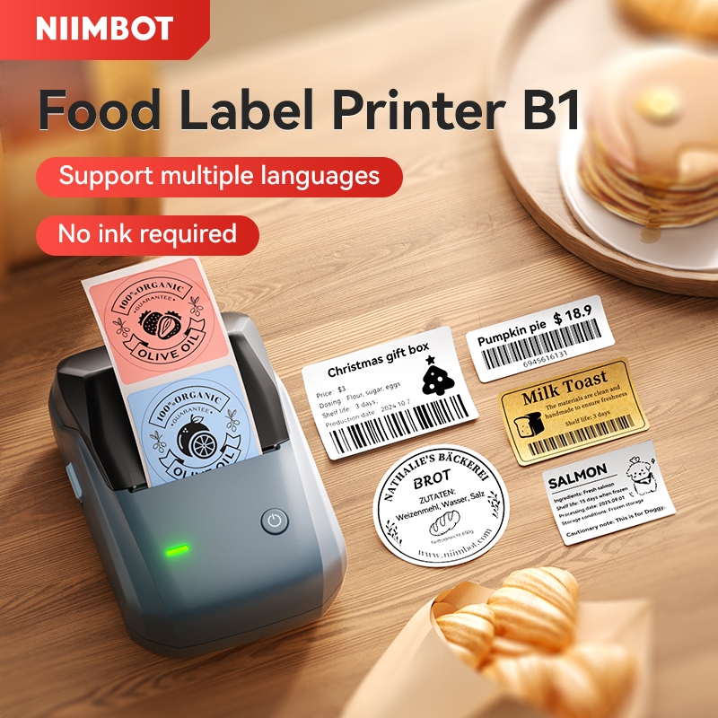 Niimbot B1 Label Printer Food Label Printer Mini Baking Label Maker ...