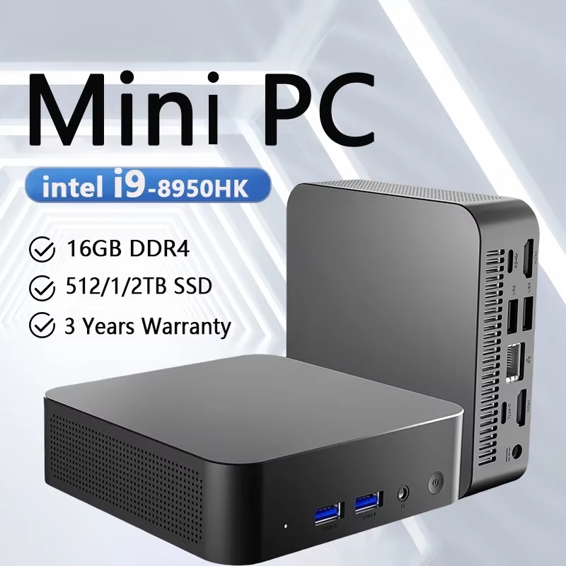 Windows 11 Pro Mini PC Intel Core i9 8950HK 16GB DDR4 1/2TB SSD PC UHD ...