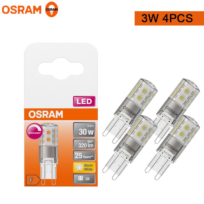 4 Packs OSRAM LED PIN 30 G9 3W 2700K Warm White Clear Lamp 300° Light ...
