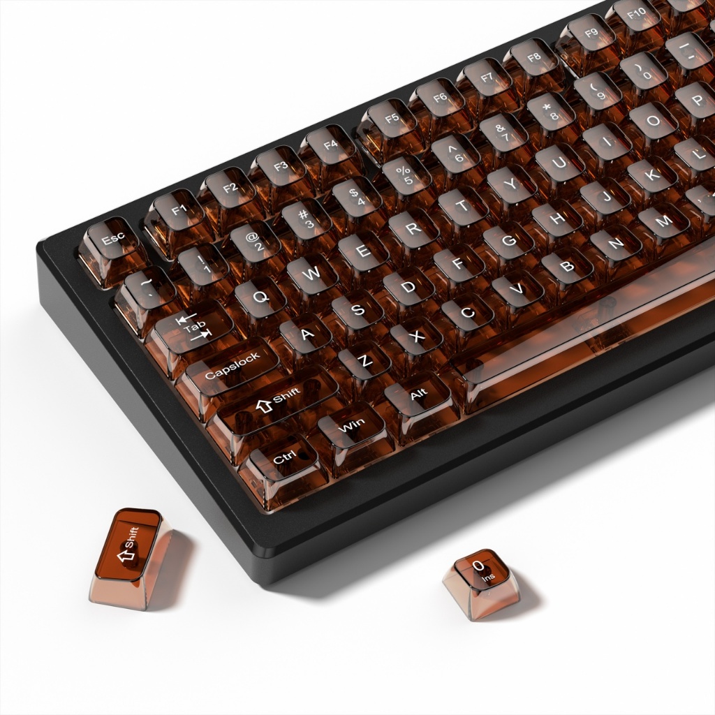 Womier 115 Keys Clear Retro Brown Transparent Keycaps Set MDA Profile ...