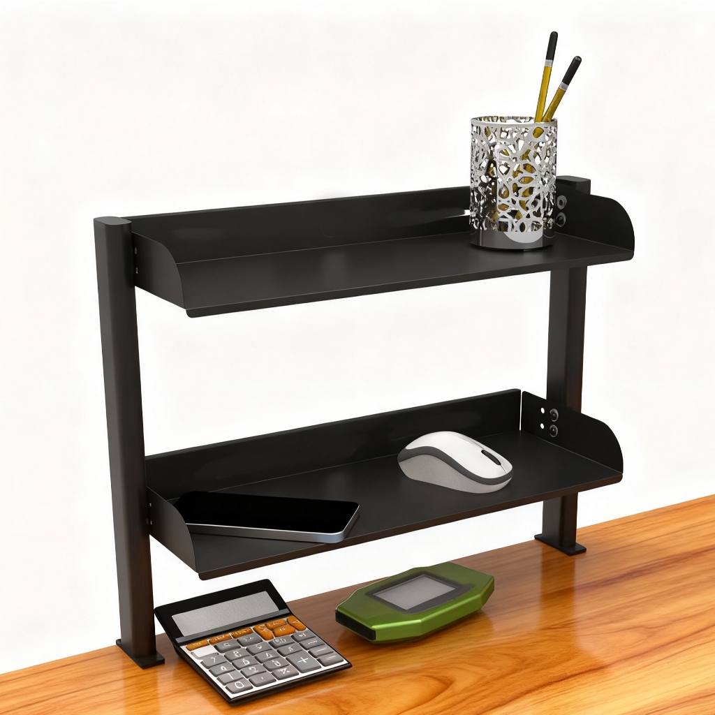 Desktop Clamp-on Metal Organiser Shelf Table Add-on Storage Rack No ...
