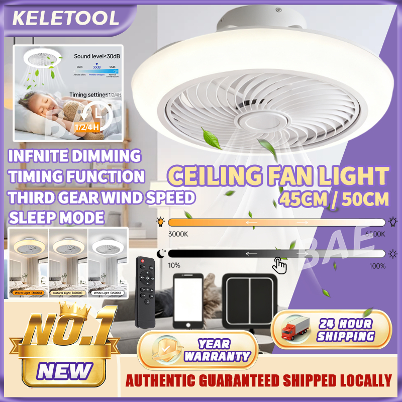 Ceiling Fan with Light LED light strip 6-speed adjustment Remote ...