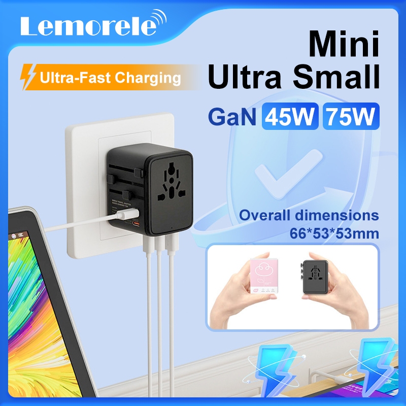 Lemorele Mini Travel Adapter GaN Fast Charging 45W/70W Compact Multi ...
