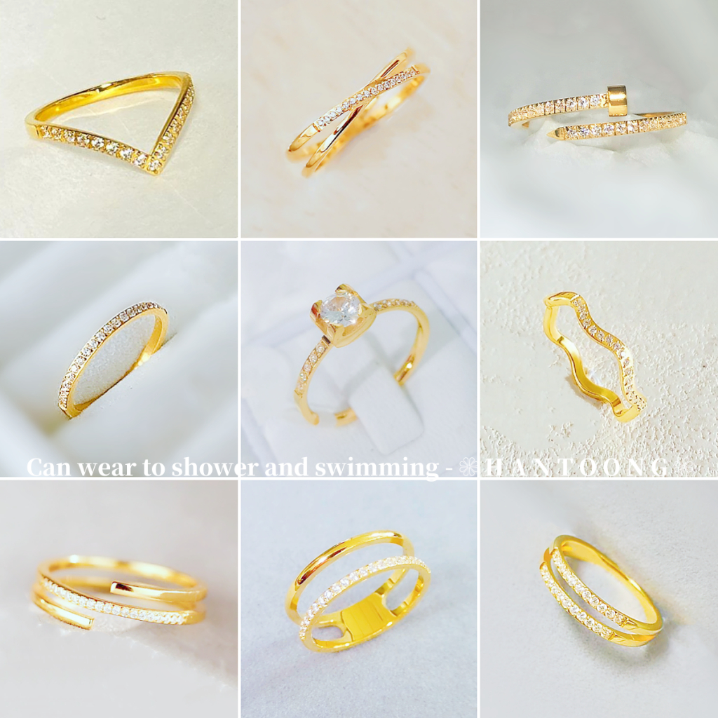 Cincin Perempuan 24K Gold Plated Stainless Steel Ring For Woman