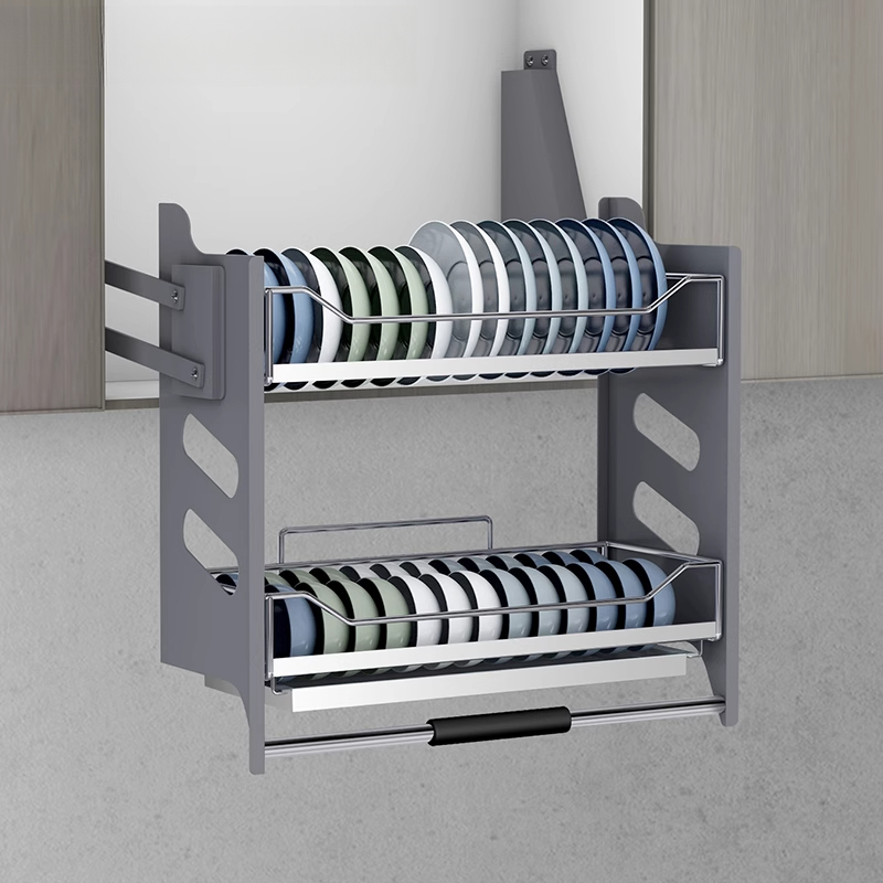 Kitchen Cabinet ⚡Stainless Steel Up And Down Storage Kit With Dish Rack ...
