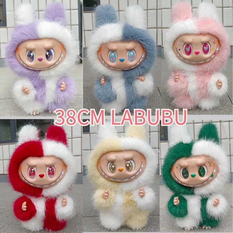POP MART labubu Color Matching Leopard Print Vinyl Plush 38cm Doll High ...