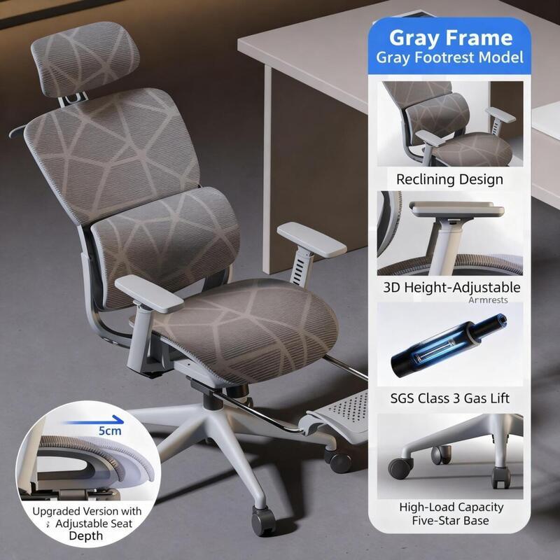 Ergonomic Chair Comfortable Waist Support Adjustable Armrest Computer ...