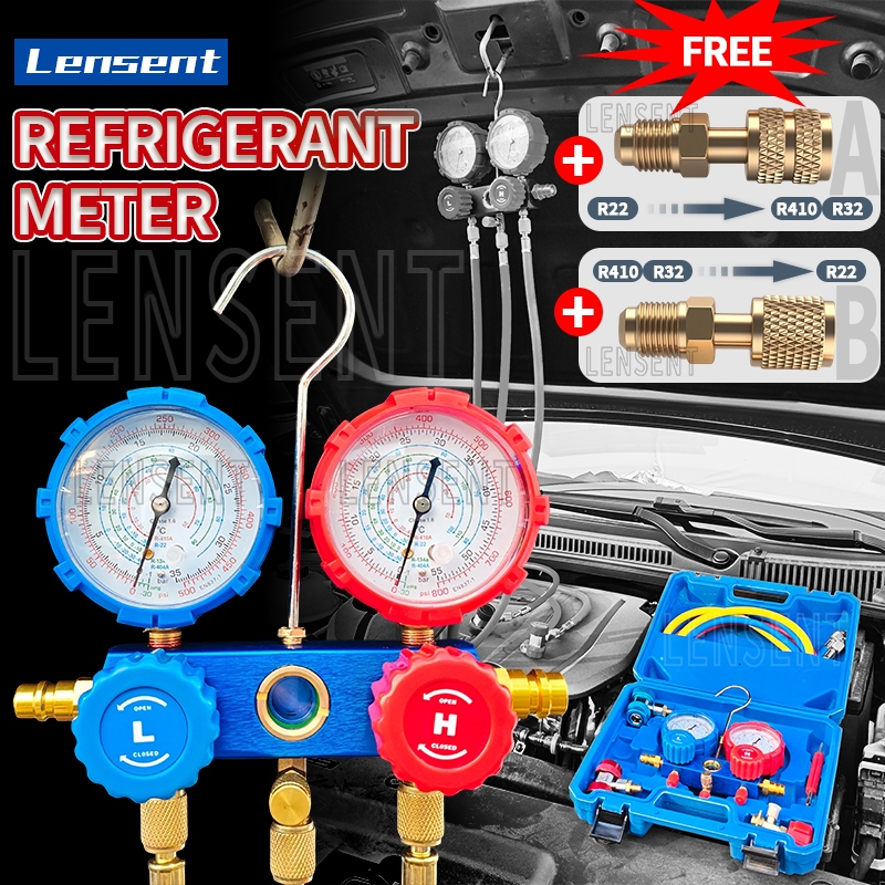 Lensent R134a R22 R410A R134 Car Aircon Manifold Gauge Freon Pressure ...