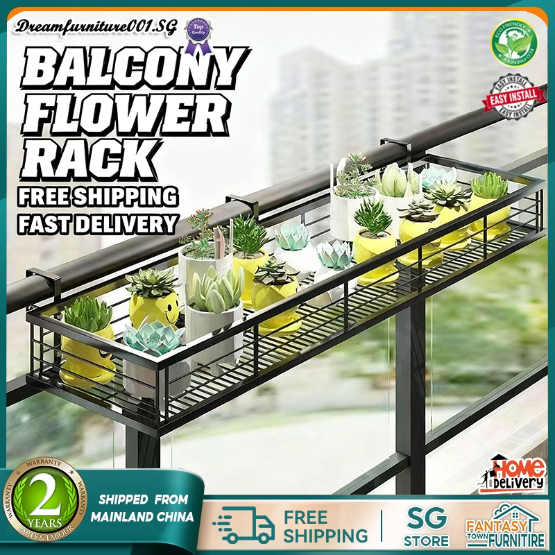 FTF Balcony Flower Rack Railing Hanging Flower Pot Hanging Iron Fence ...