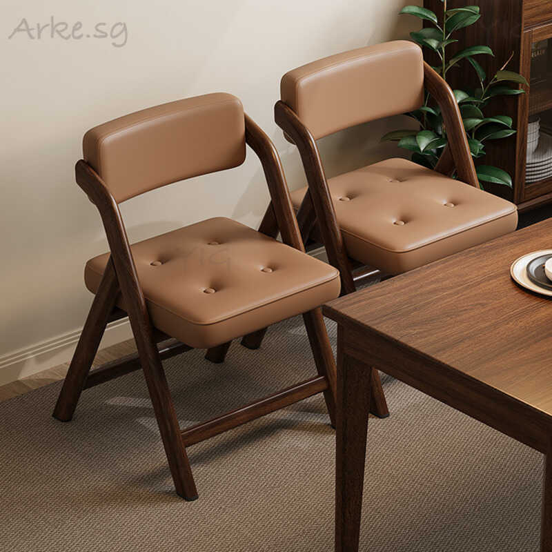 Foldable Chair Home Dining Chair with Backrest Light Luxury Stackable ...