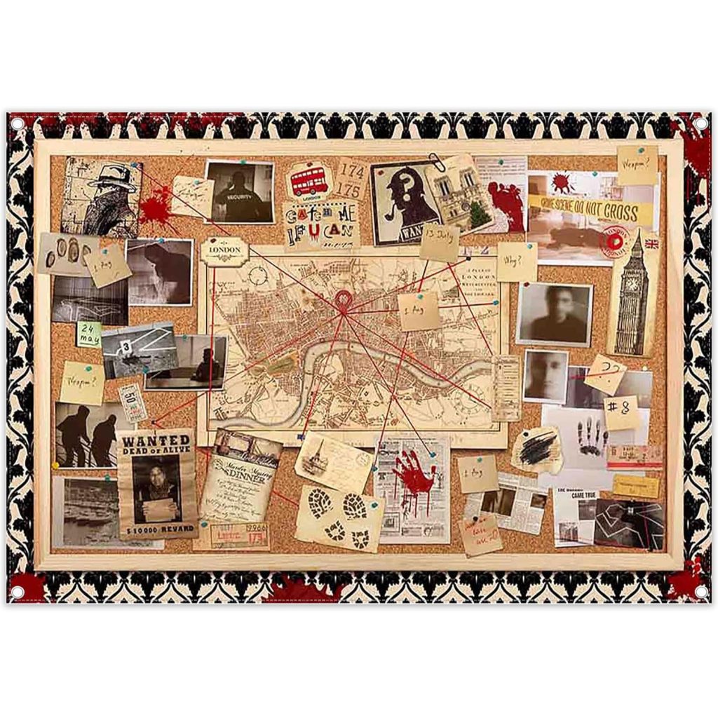 Fabric Spy Detective Backdrop Crime Board Fingerprint Clues Evidence ...