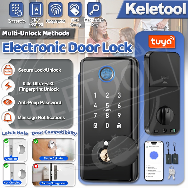 digital lock smart fingerprint door lock Tuya keyless entry door lock ...