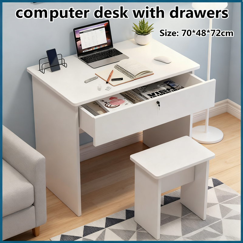 Solid Wood Home Desk, computer table with drawers, locked small office ...