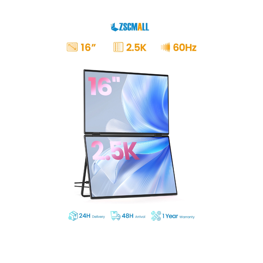 ZSCMALL 16 inch 2.5K 60Hz Dual Portable Monitor 16:10 UD16 | Shopee ...