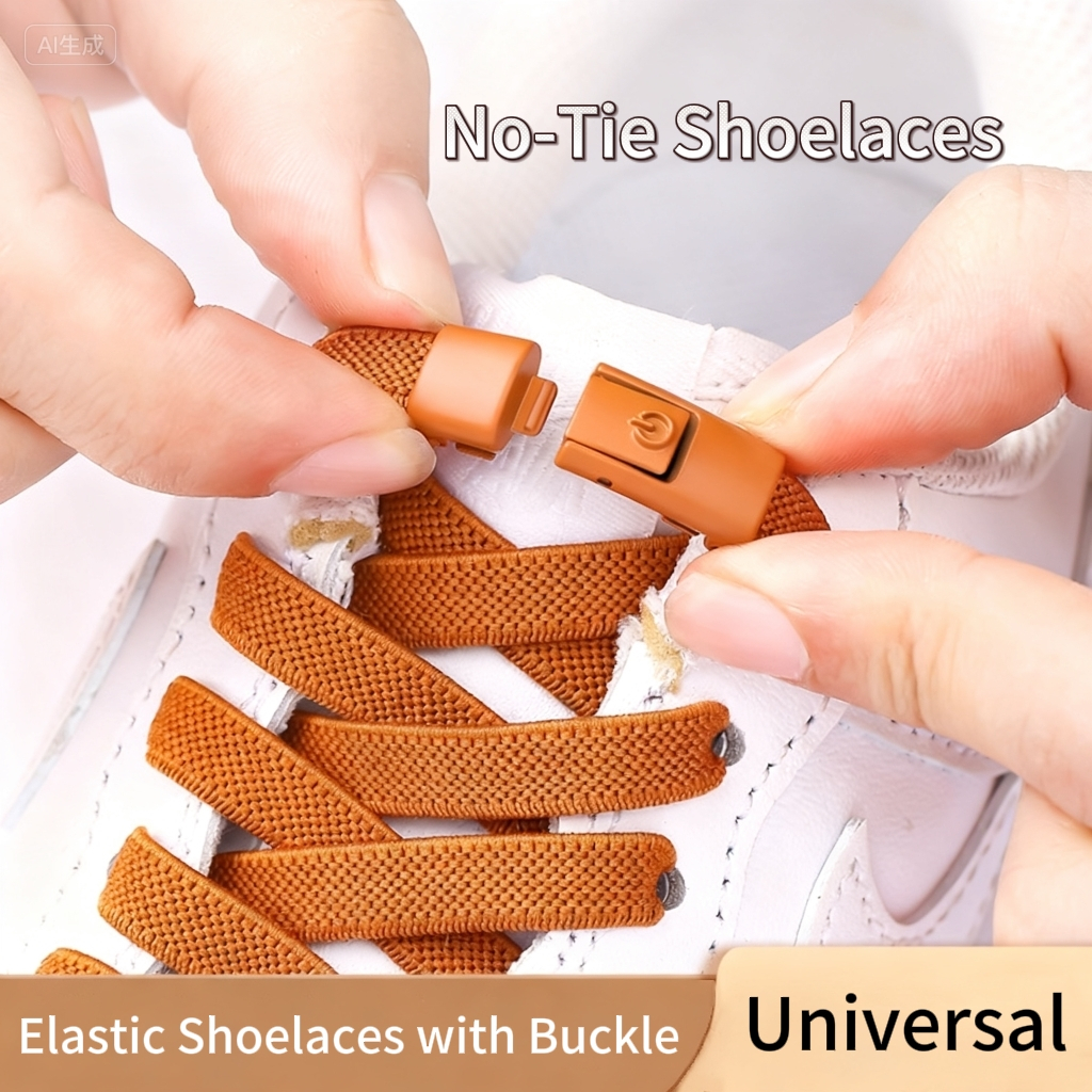 No-Tie Elastic Shoelaces with Press Buckle - Quick Secure Fit, Anti ...