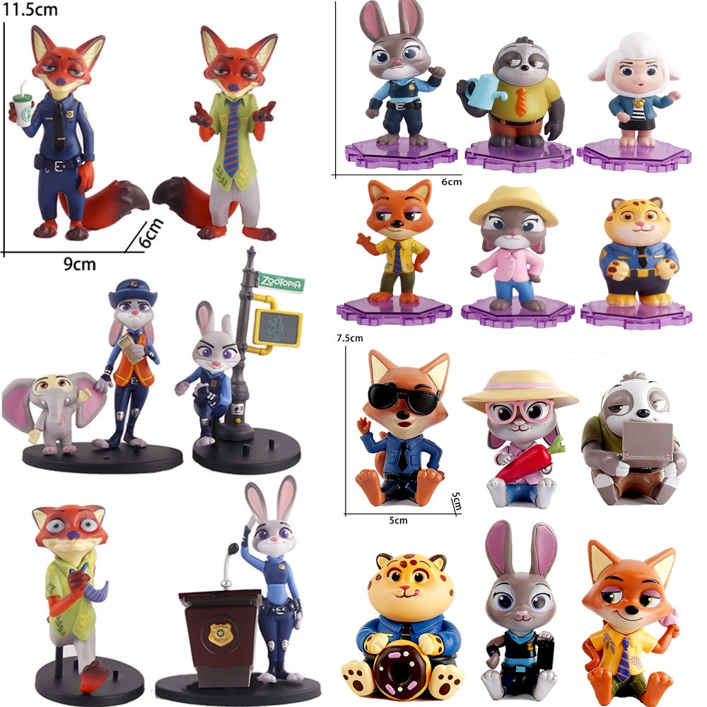 6Pcs/Set Zootopia 2 Action Figures Judy Rabbit Nick Fox Figurine