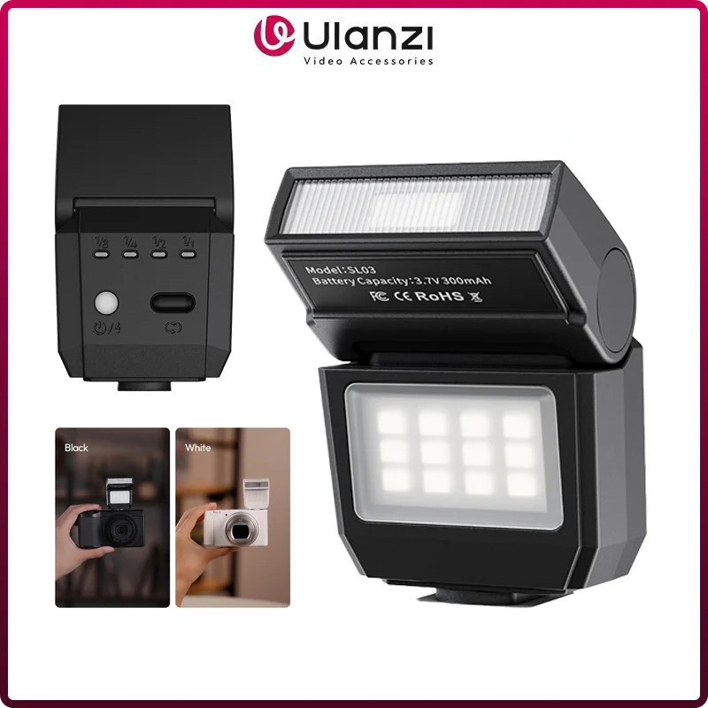 ULANZI SL03 Mini Flash Speedlite Per Fotocamera – GN8, Angolo 90°, Luce Continua E Flash, Compatibile Con Sony/Canon/Nikon/Fuji