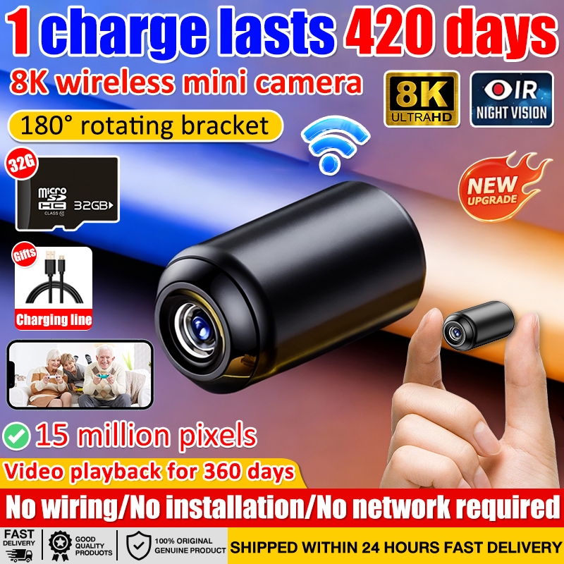 [1 charge lasts 420 days] X7 8K mini camera HD+32G memory card mini ...
