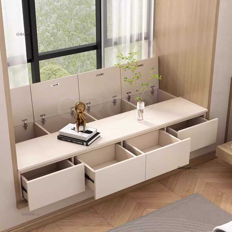 Bay Window Cabinet Flip Storage Cabinet Solid Wood Drawer Balcony Multi ...