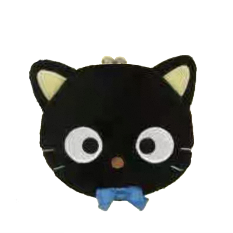Cute ChocoCat Plush Coin Purse with Black Cat Face Design and Kiss Lock ...